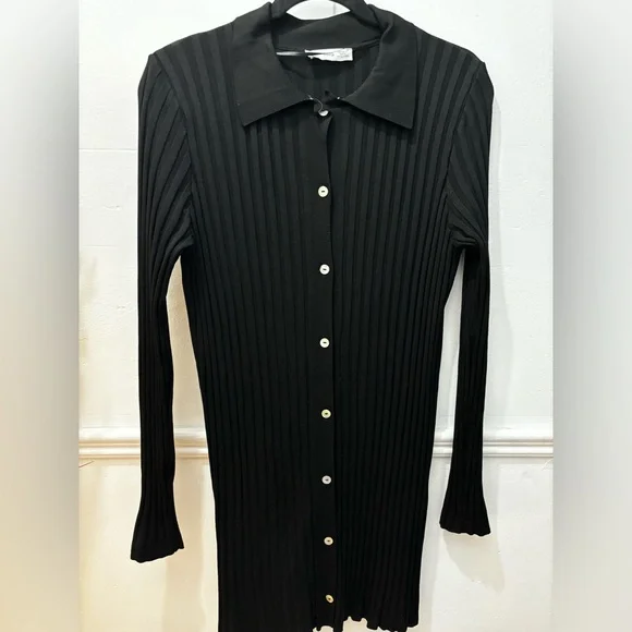 Mango Black stretch button down dress - Picture 2 of 5
